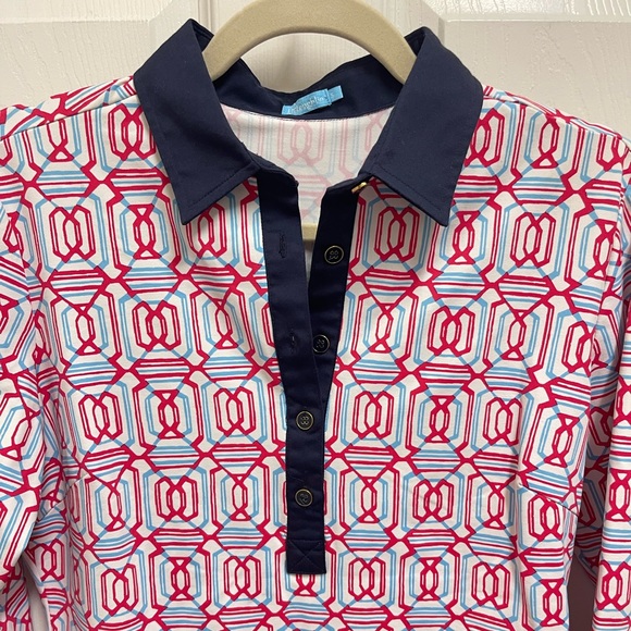 J. McLaughlin Geometric Pattern Longsleeve Top - Picture 2 of 10